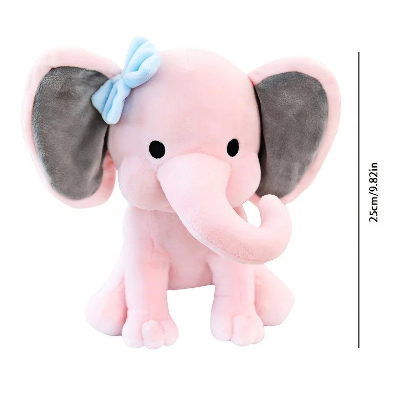 Peluche éléphant rose et gris pour le sommeil et le réconfort. – Image 2