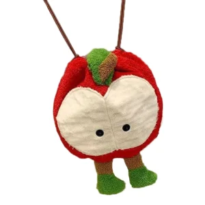 Sac d'ordinateur en peluche mignon en forme de pomme