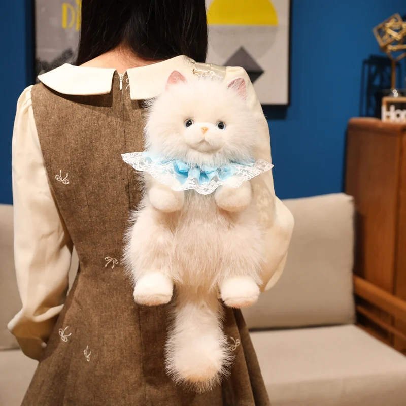 Sac à dos mignon en forme de chat Ragdoll (peluche) – Image 3