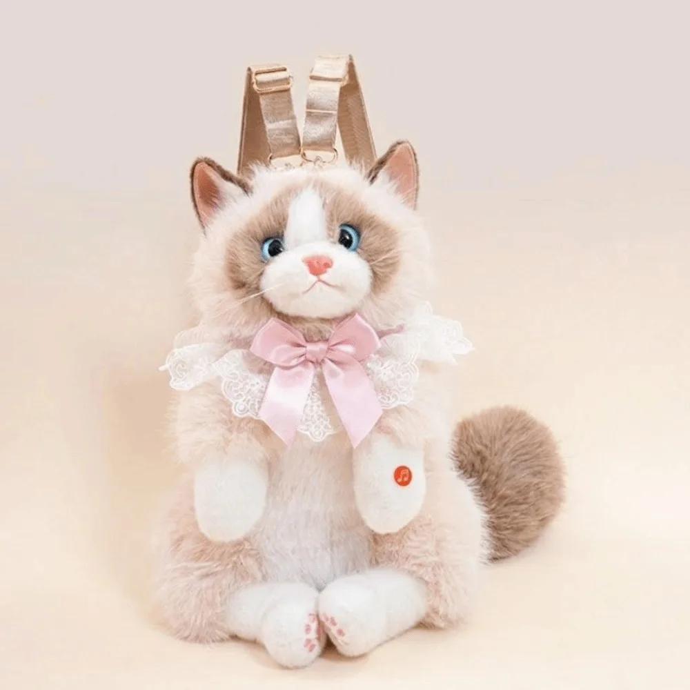 Nouveau sac à dos pour enfant en forme de chat réaliste (aspect peluche) – Image 7