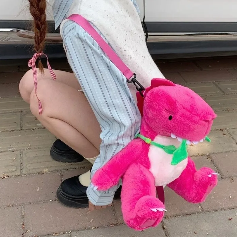 Adorable sac à dos en peluche dinosaure rose – Image 2