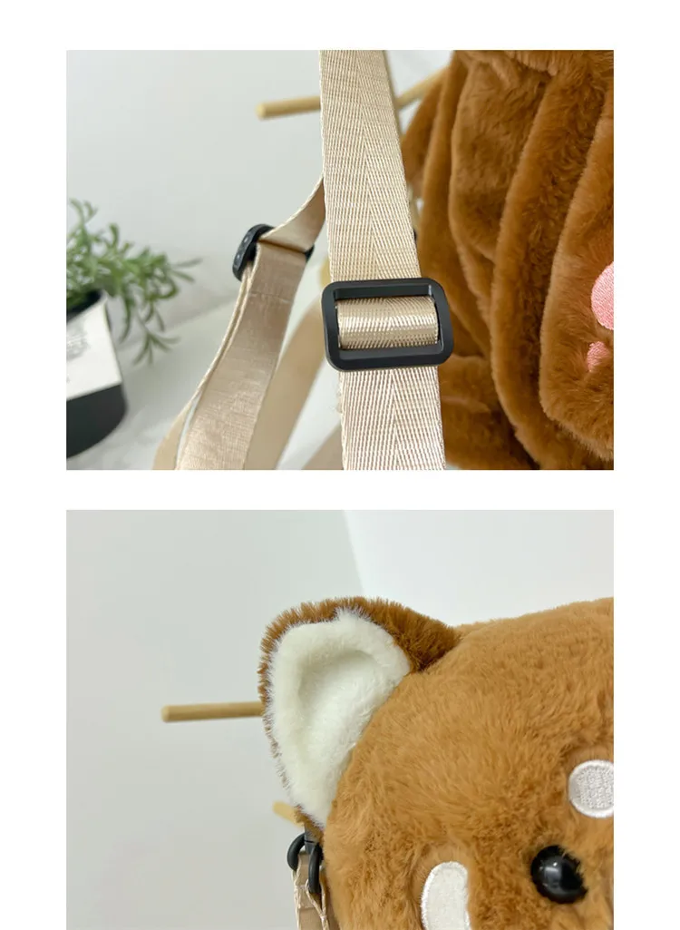 Sac à dos en peluche panda roux – Sac bandoulière doux et mignon – Image 8