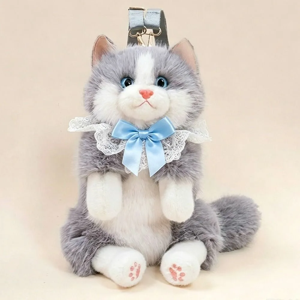Nouveau sac à dos pour enfant en forme de chat réaliste (aspect peluche) – Image 6