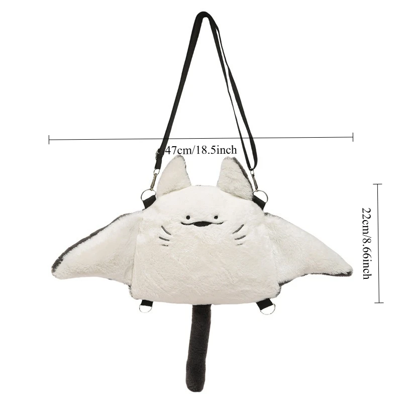 Sac à dos créatif en peluche en forme de raie manta – Image 2
