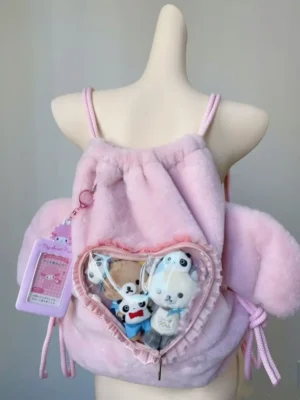 Sac à dos « Ita Bag » noir en peluche avec ailes d'ange