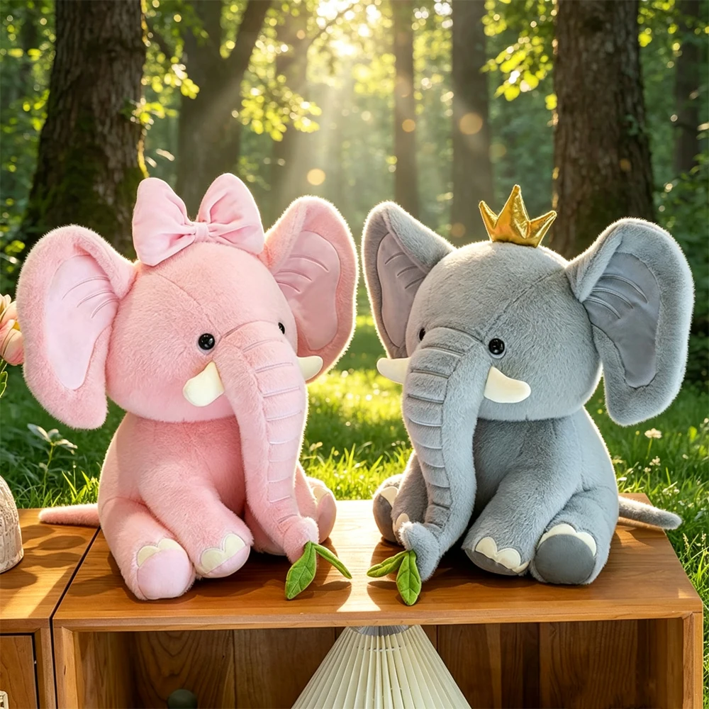 Adorable peluche éléphant gris de 23 cm avec couronne. – Image 3