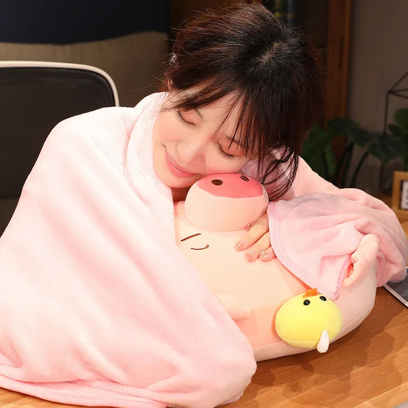 Coussin-couverture cochon (peluche 2-en-1) – Image 2