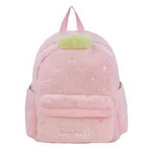 Sac à dos pour femme en peluche, style fraise