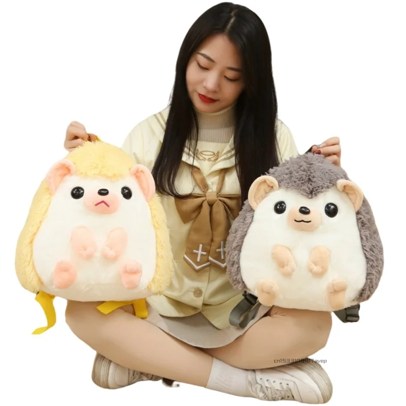 Sac à dos en peluche hérisson, doux et mignon – Sac d'école confortable