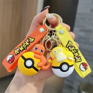 Porte-clés Pokémon mignon en forme de Pokéball avec figurine 3D en PVC
