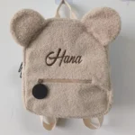 Sac à dos en peluche « Ours mignon » avec prénom brodé