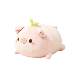 Adorable peluche cochon allongé avec motif floral.