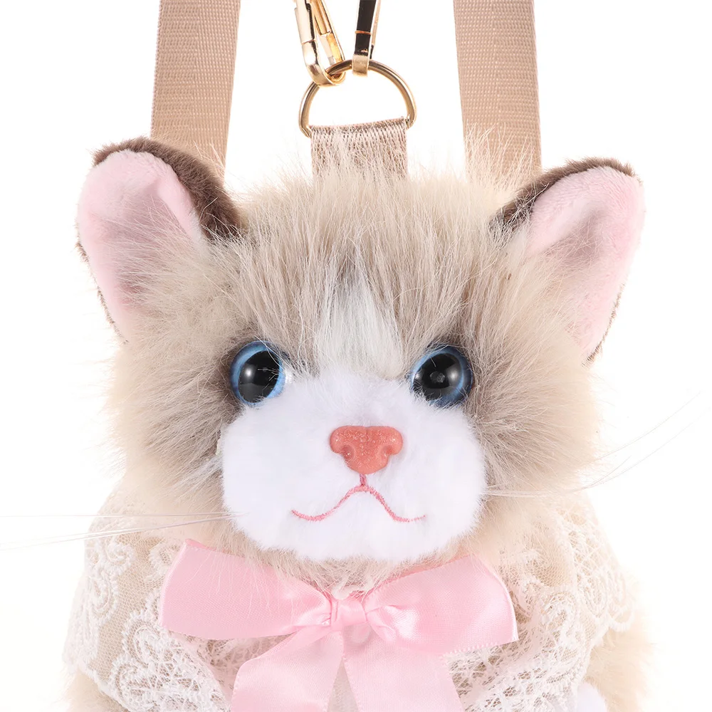 Nouveau sac à dos pour enfant en forme de chat réaliste (aspect peluche) – Image 2