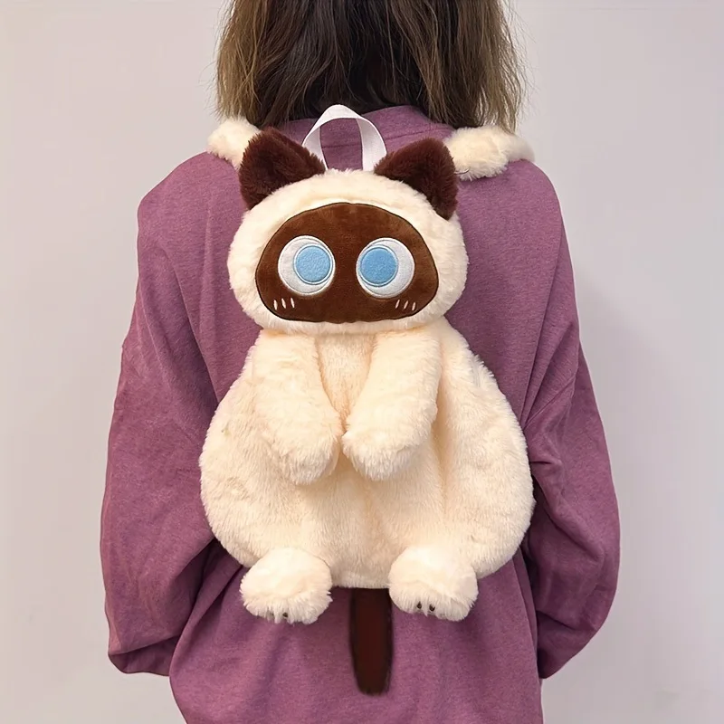 Sac à dos chat noir façon peluche – Sac bandoulière kawaii – Image 3