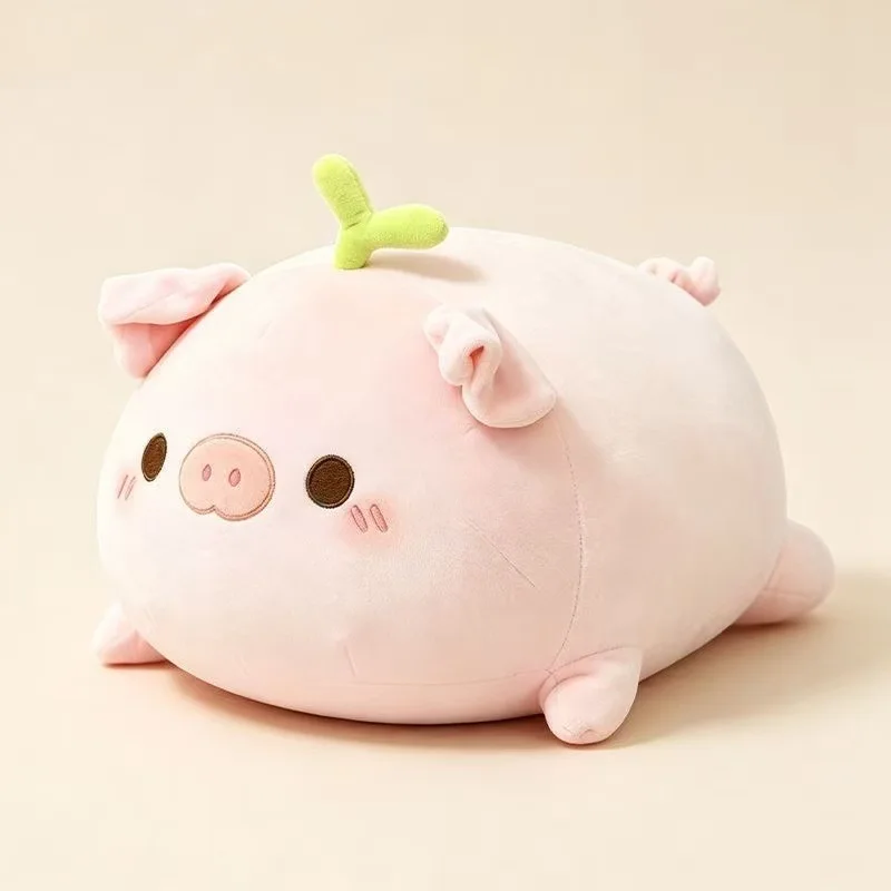 Adorable peluche cochon allongé avec motif floral. – Image 4