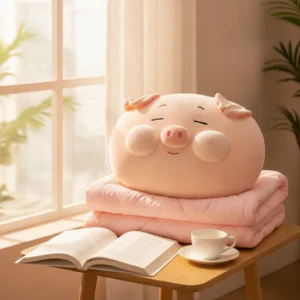 Coussin cochon 2-en-1 avec couverture intégrée – Doux et mignon.