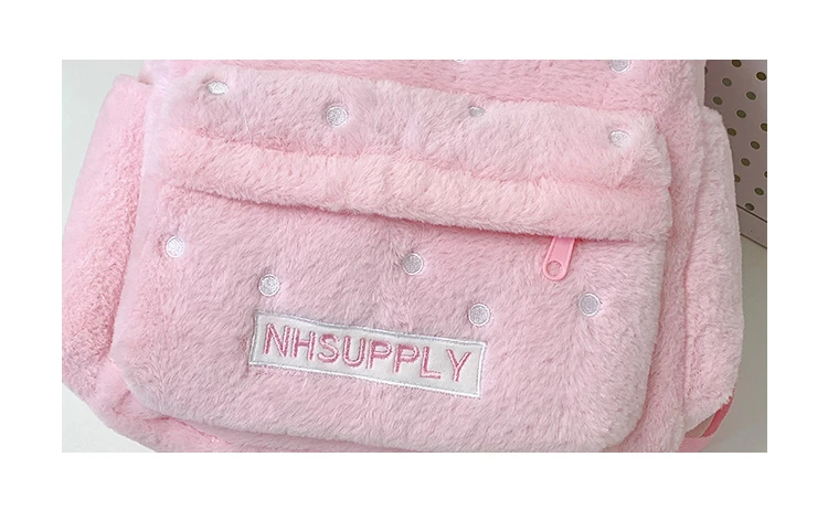 Sac à dos pour femme en peluche, style fraise – Image 7