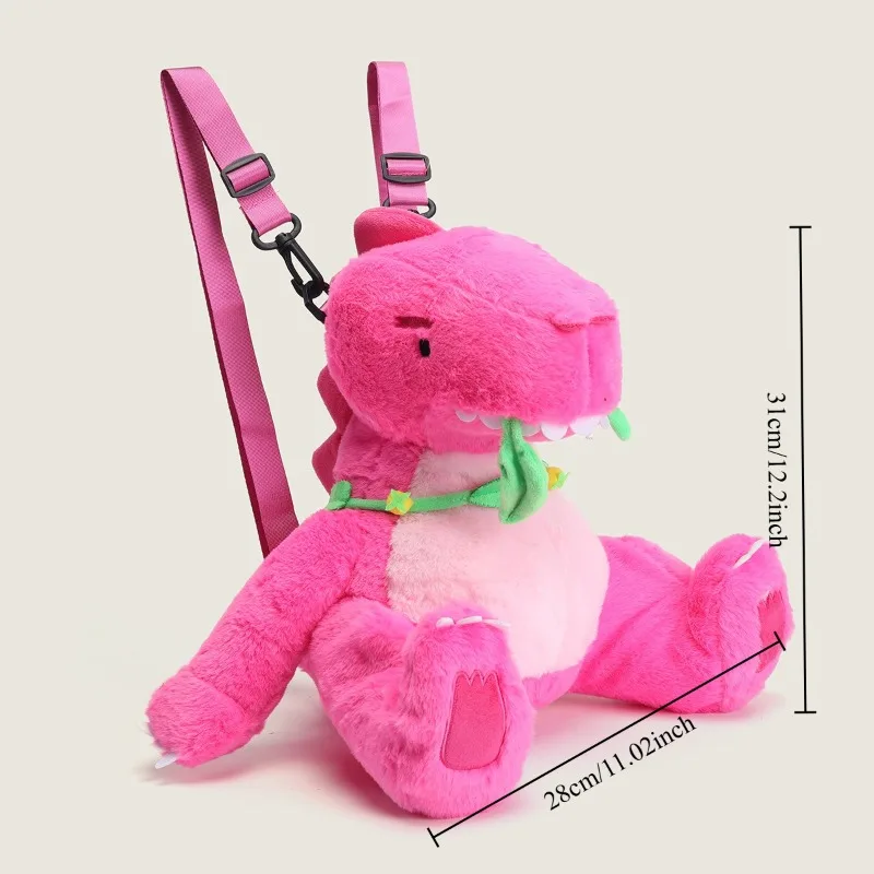 Adorable sac à dos en peluche dinosaure rose