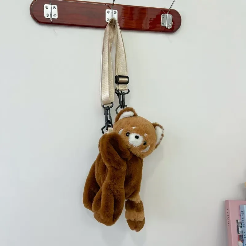 Sac à dos en peluche panda roux – Sac bandoulière doux et mignon – Image 4