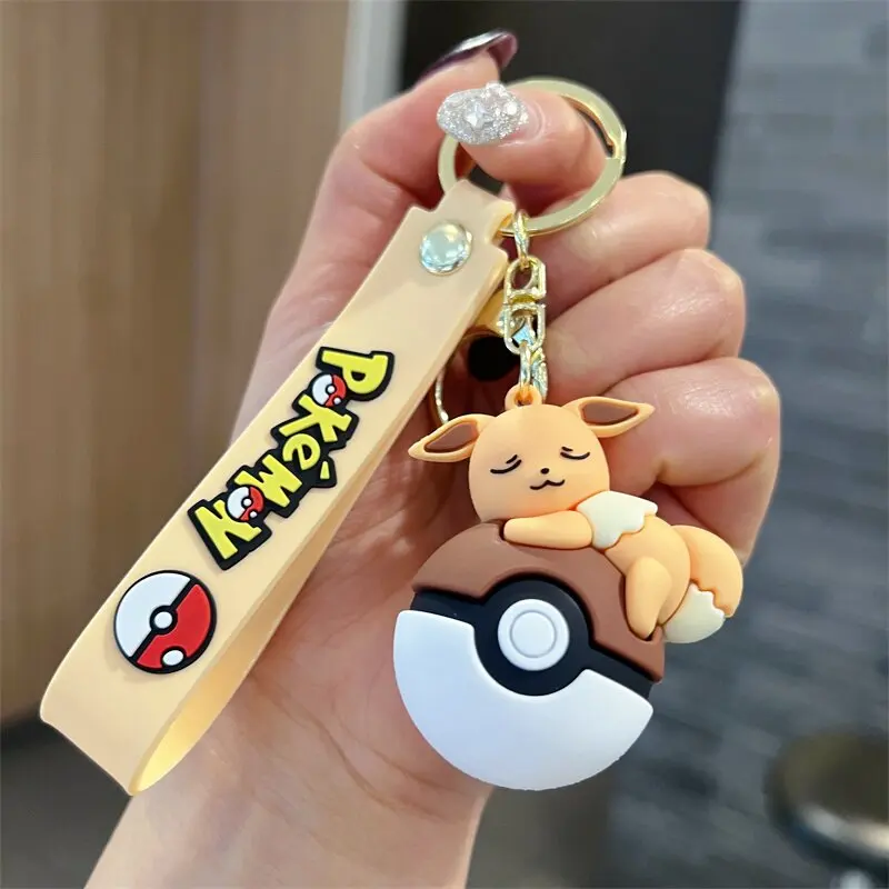 Porte-clés Pokémon mignon en forme de Pokéball avec figurine 3D en PVC – Image 3