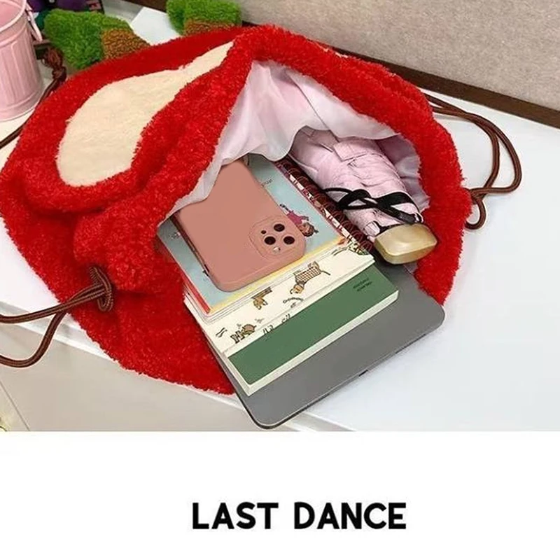 Sac d'ordinateur en peluche mignon en forme de pomme – Image 4