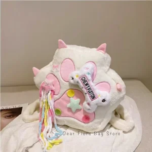 Sac à dos pour femme; sac mignon en peluche pouvant se porter à l'épaule