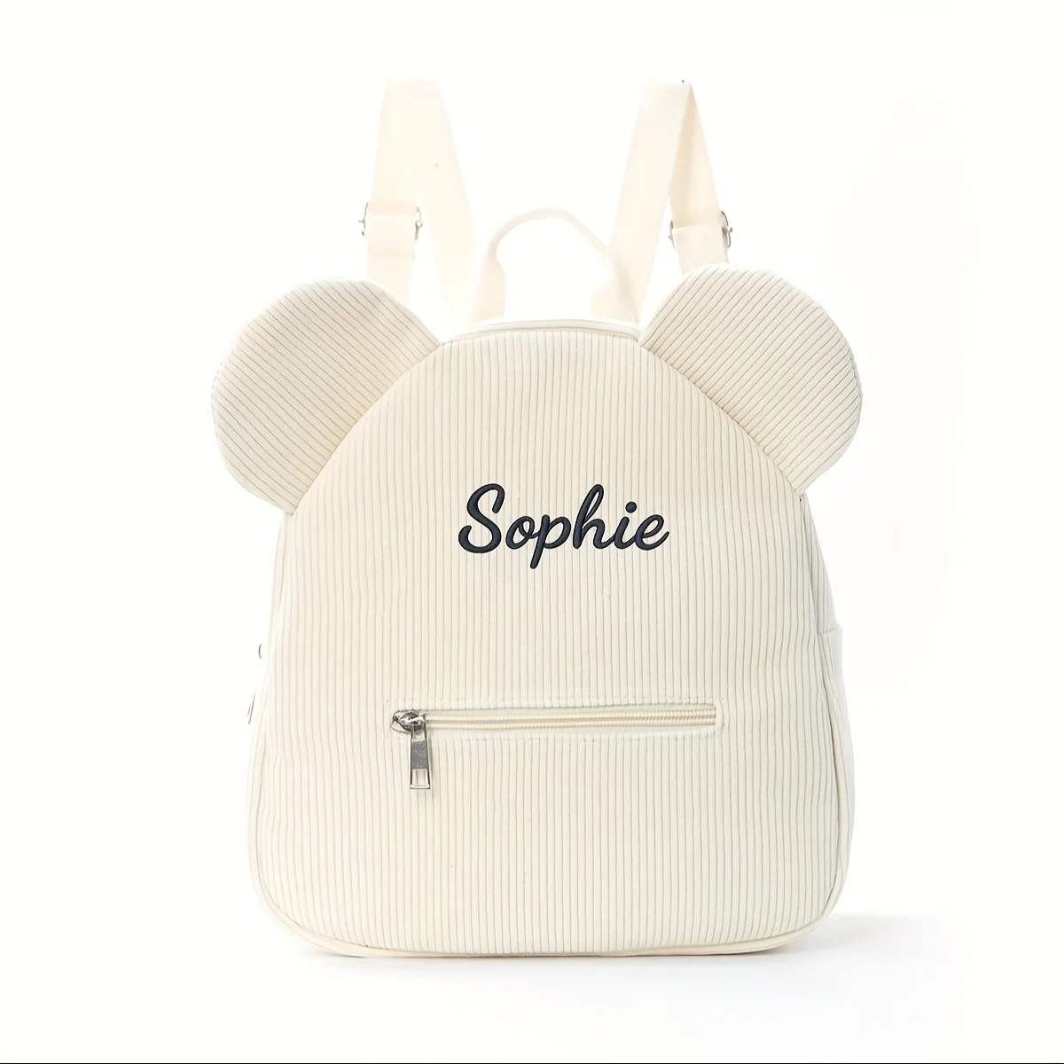 Mini-sac à dos mignon avec oreilles d'ours – Velours côtelé et peluche – Image 9