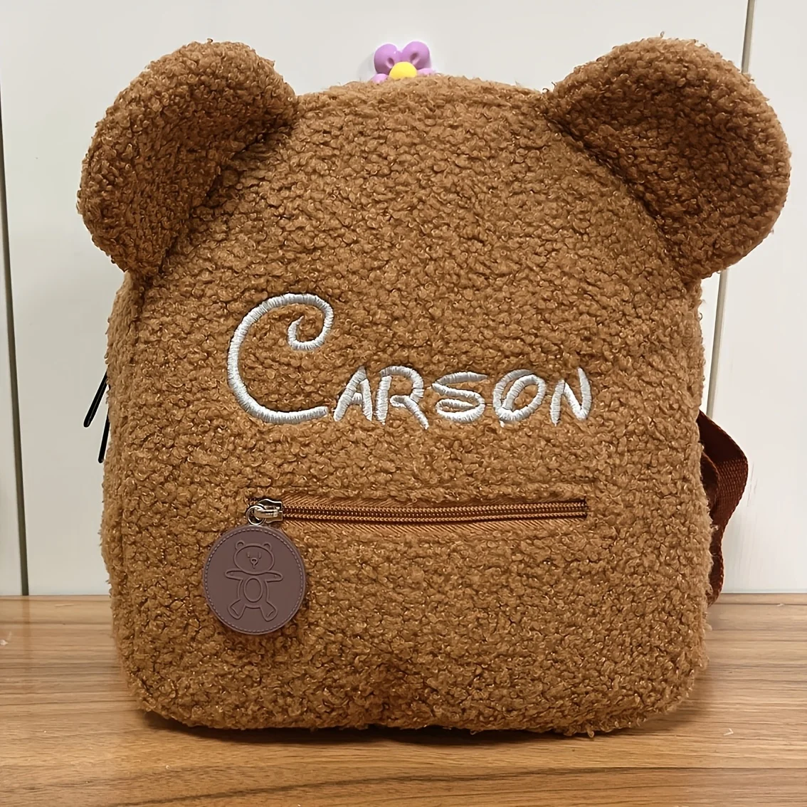 Mini-sac à dos mignon avec oreilles d'ours – Velours côtelé et peluche – Image 13