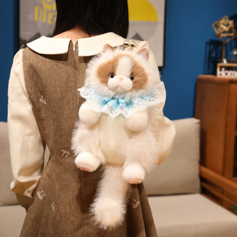 Sac à dos mignon en forme de chat Ragdoll (peluche) – Image 5