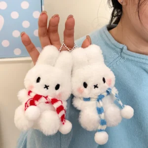 Produit dérivé mignon style dessin animé – lapin avec écharpe
