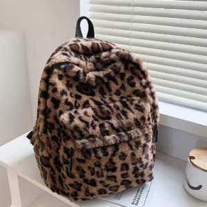 Sac à dos de luxe pour femme à motif léopard (marron)