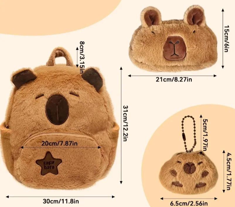 Sac à dos en peluche Capybara – Animal en peluche doux et mignon – Image 11