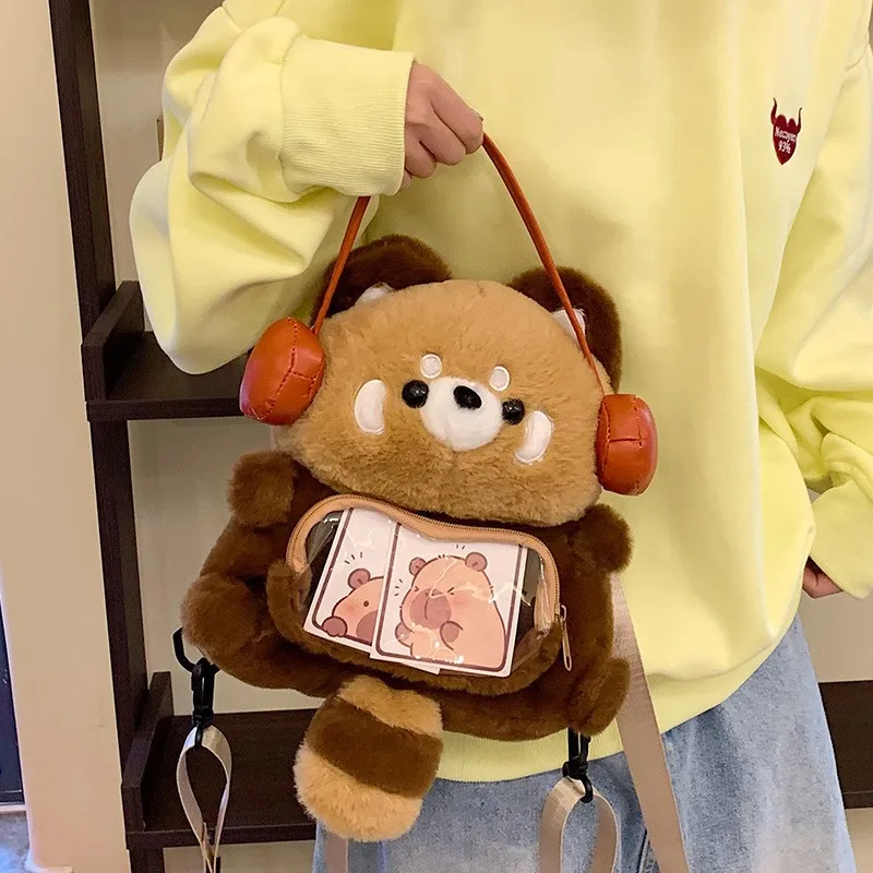 Sac à dos en peluche panda roux, mignon et tendance – Image 3