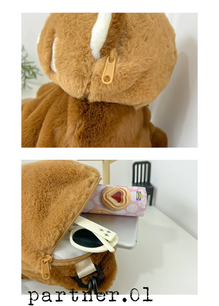 Sac à dos en peluche panda roux – Sac bandoulière doux et mignon – Image 9