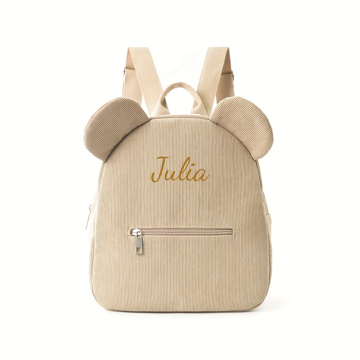 Mini-sac à dos mignon avec oreilles d'ours – Velours côtelé et peluche – Image 3