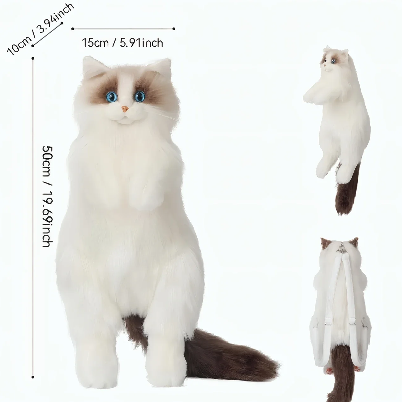 Adorable sac à dos chat en peluche pour femme – Sac tendance polyvalent – Image 3