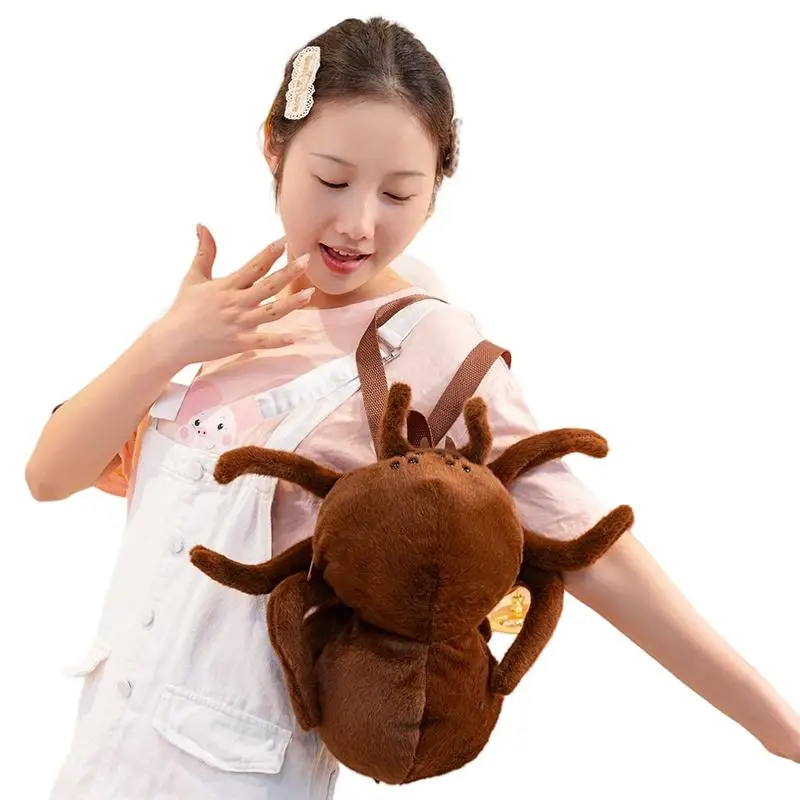 Sac à dos en peluche en forme d'araignée brune (35 x 30 cm). – Image 3