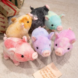 Adorable peluche cochon réaliste de 23 cm.