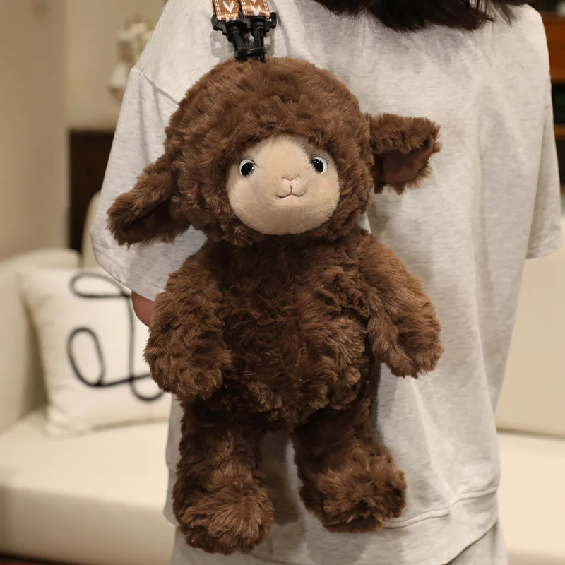 Sac à dos en peluche Kawaii de 40 cm en forme de mouton frisé – Image 6
