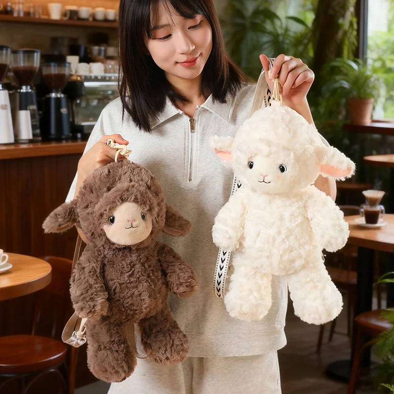 Sac à dos en peluche Kawaii de 40 cm en forme de mouton frisé – Image 2