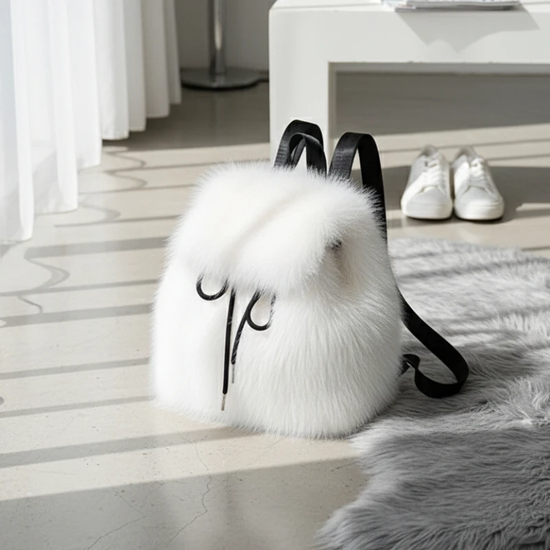 Sac à dos décontracté en fausse fourrure pour femme (modèle 2026) – Image 2