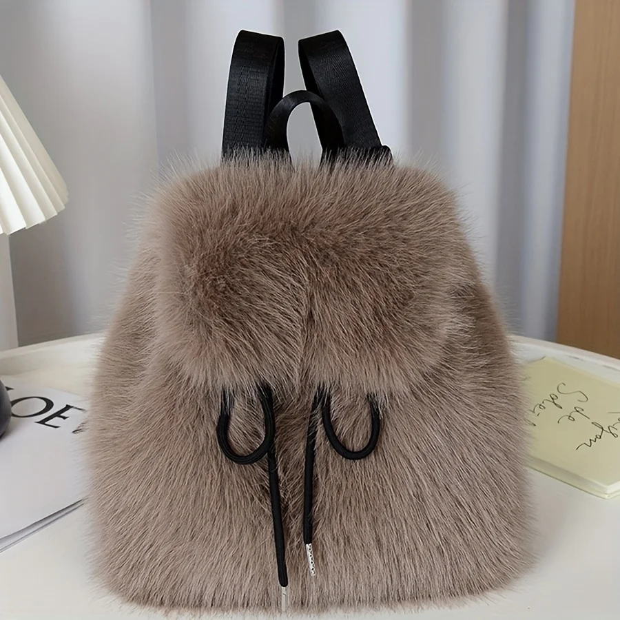 Mini-sac à dos pour femme en fausse fourrure douce – Image 10