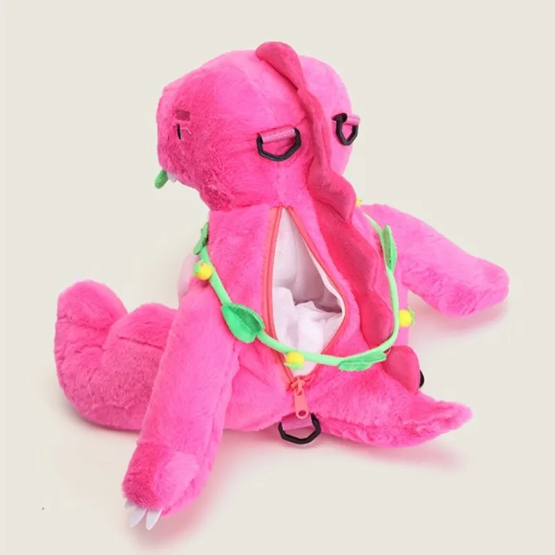 Adorable sac à dos en peluche dinosaure rose – Image 7